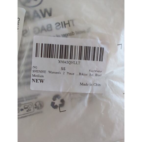 Black Scallop Ribbed Bandeau Bikini Set - Size M NWT - Picture 3 of 3